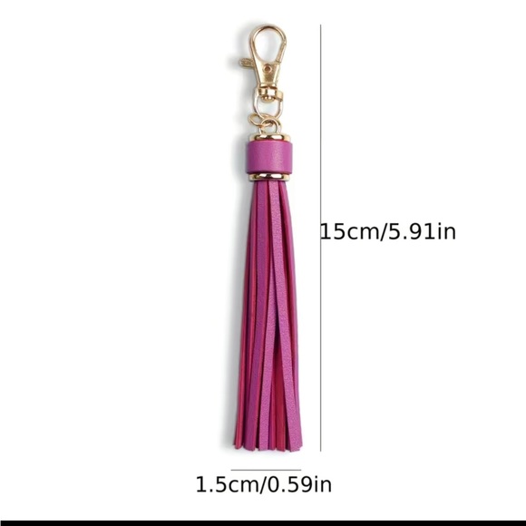 🆕️ Leather Tassel Keychain, 5.5” inch Pendant Charms, Handbag Phone Key - Picture 15 of 15